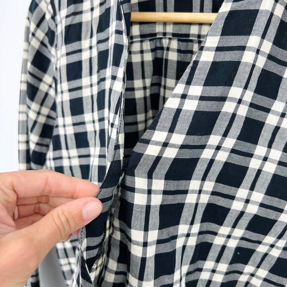Madewell Arion Plaid Wrap-Front Shirt Black and White Check Size Small - Picture 5 of 8